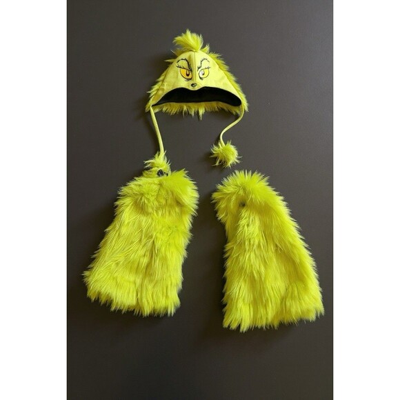 The Grinch Faux Fur Hat & Leg Warmer Boots Combo Dr. Seuss Christmas Cosplay - Picture 2 of 6